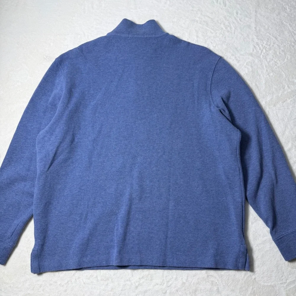 Polo Ralph Lauren Sweater Men Size XL Blue Heather Quarter Zip Pullover Red Pony